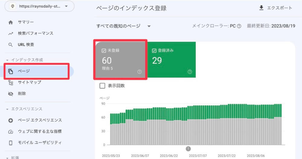 ページのインデックス登録